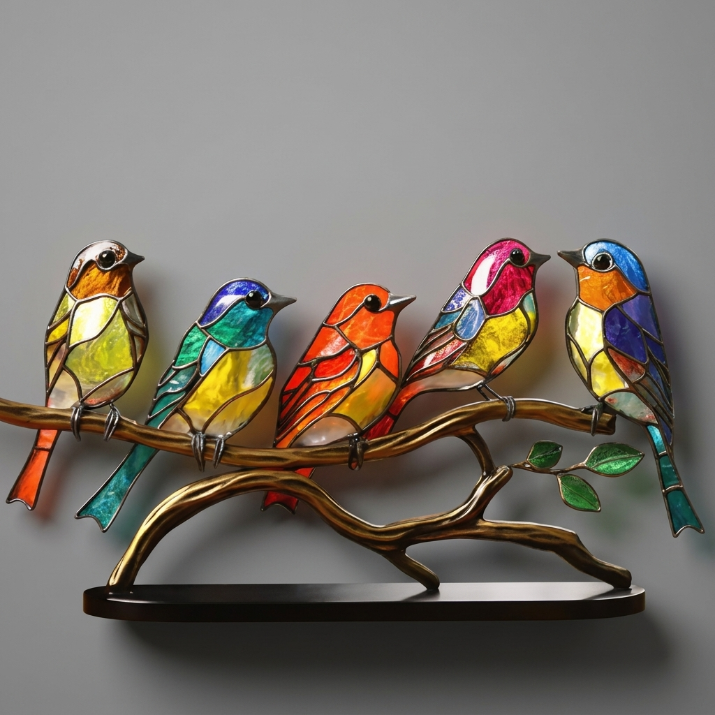 Stained Glass Window Bird Decoration - top view