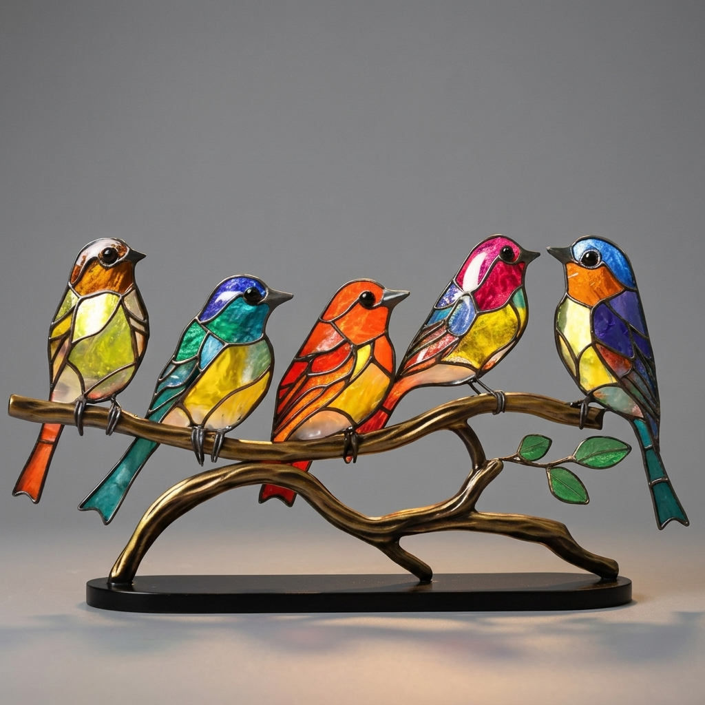 Stained Glass Window Bird Decoration - angle view