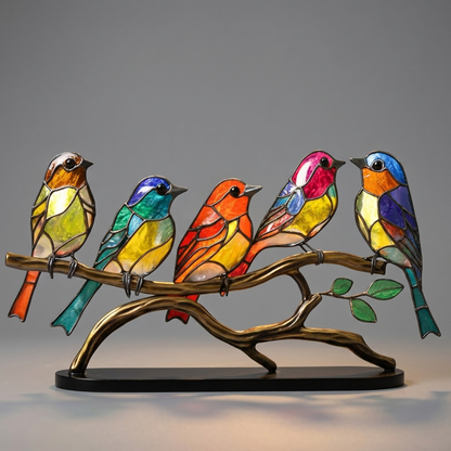 Stained Glass Window Bird Decoration - angle view
